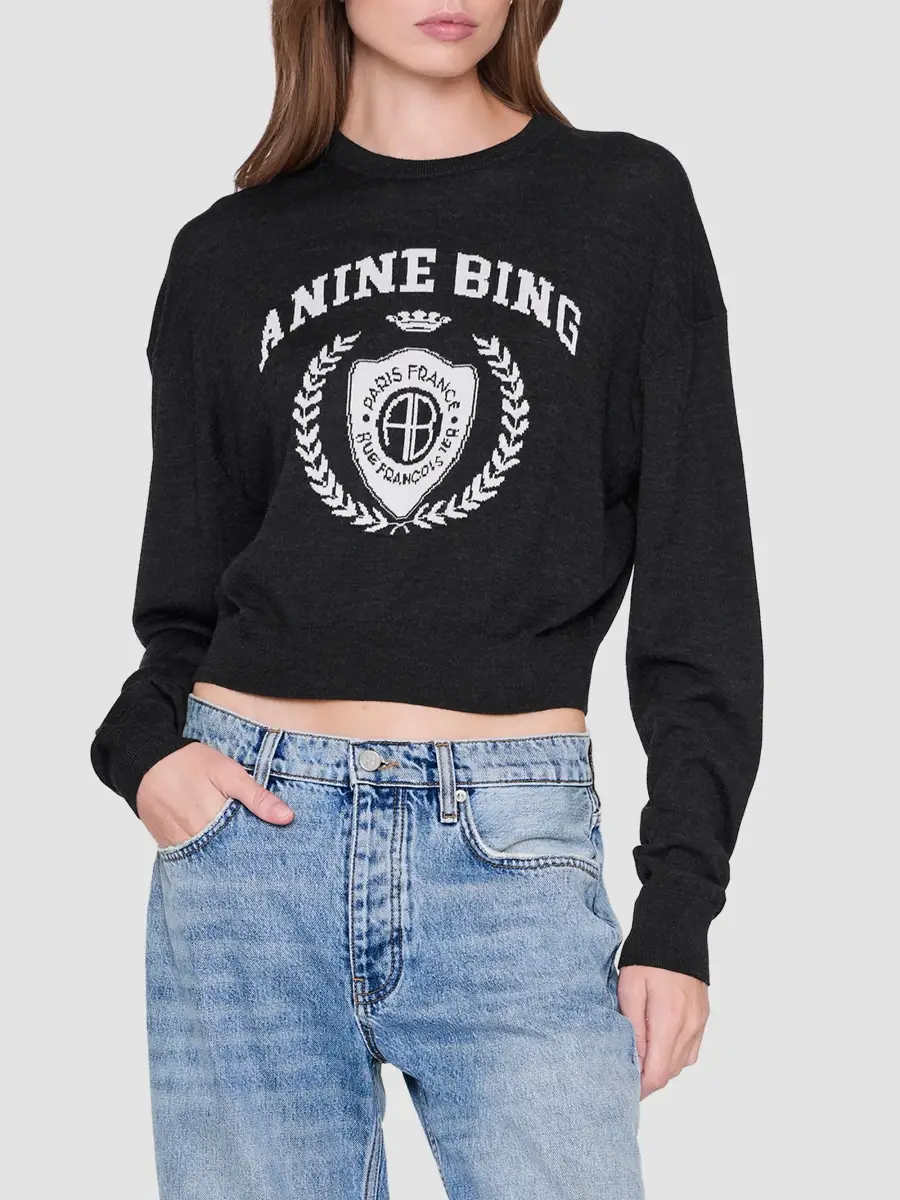 Anine Bing Women's Mia Wool Crewneck Sweater | Thumbnail 4 Anine Bing Women's Mia Wool Crewneck Sweater | Thumbnail 4