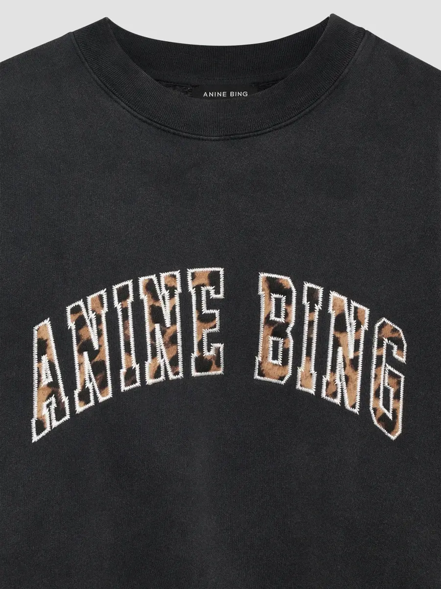 Anine Bing Women's Miles Leopard-Printed Logo Cotton Sweatshirt | Thumbnail 5 Anine Bing Women's Miles Leopard-Printed Logo Cotton Sweatshirt | Thumbnail 5