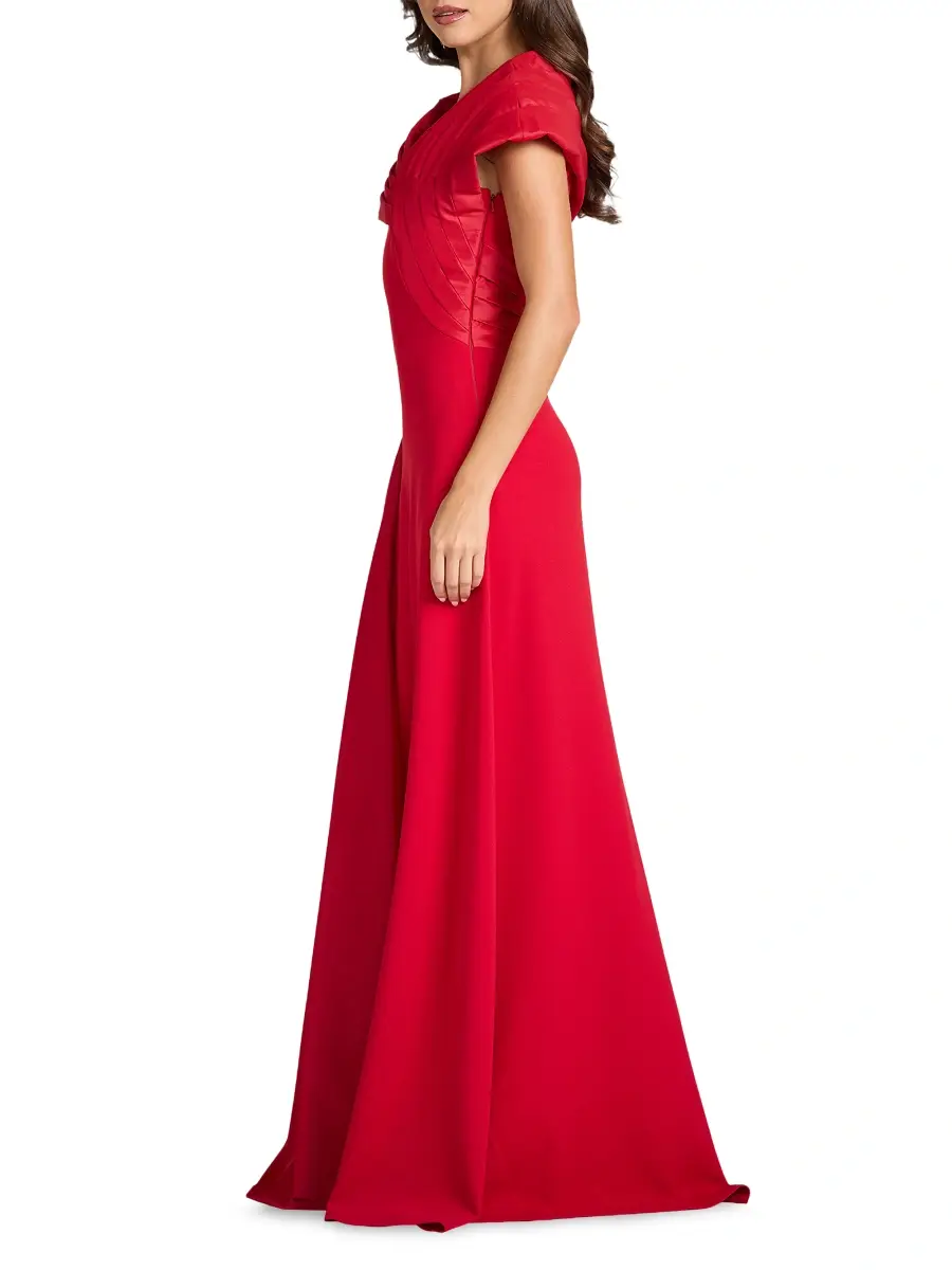 Tadashi Shoji Women's Pleated Crepe Asymmetric A-Line Gown | Thumbnail 3 Tadashi Shoji Women's Pleated Crepe Asymmetric A-Line Gown | Thumbnail 3