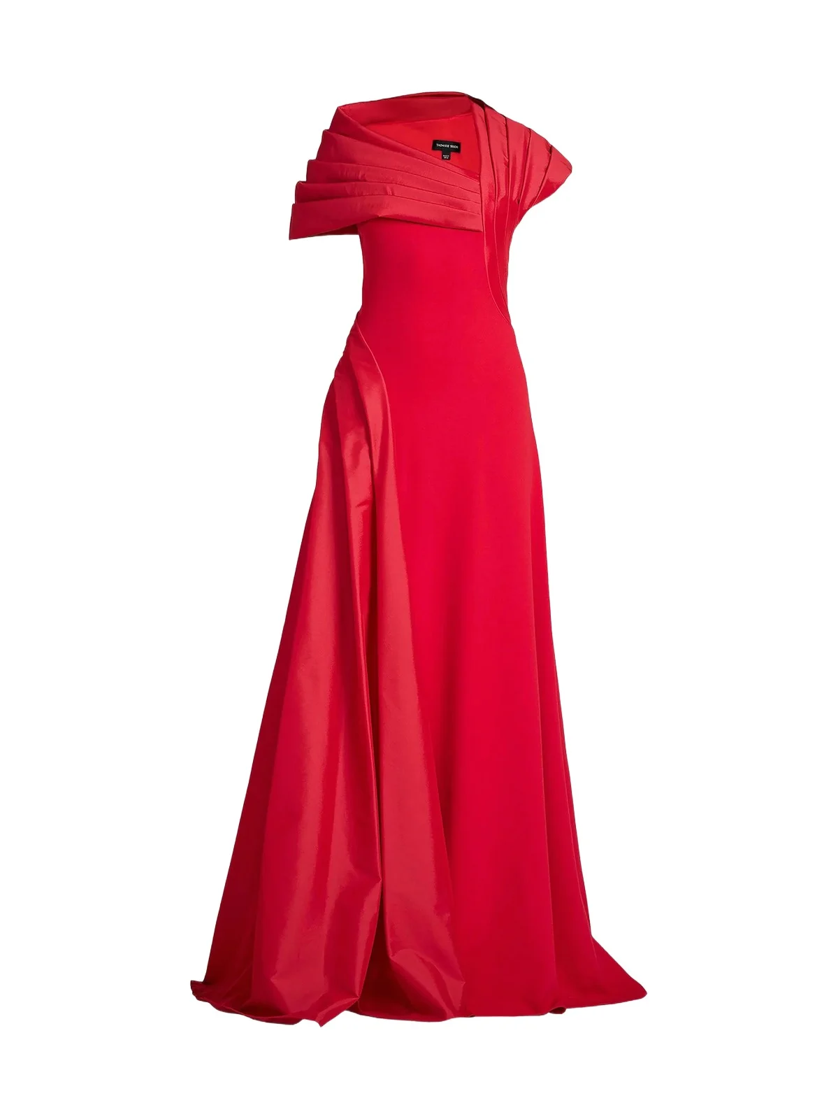 Tadashi Shoji Women's Pleated Crepe Asymmetric A-Line Gown