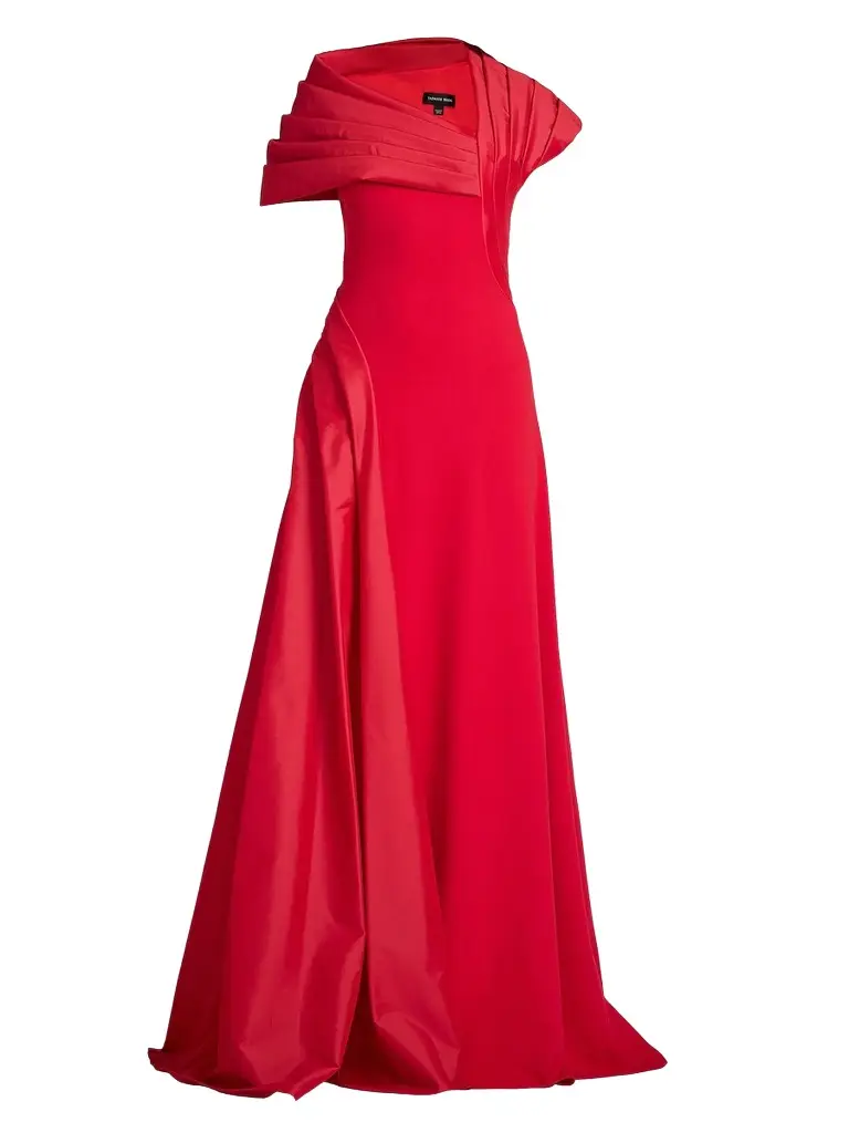 Women's Pleated Crepe Asymmetric A-Line Gown Women's Pleated Crepe Asymmetric A-Line Gown