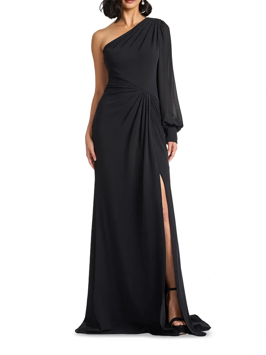 Tadashi Shoji Women's Pleated Crepe One-Shoulder Gown | Thumbnail 2 Tadashi Shoji Women's Pleated Crepe One-Shoulder Gown | Thumbnail 2