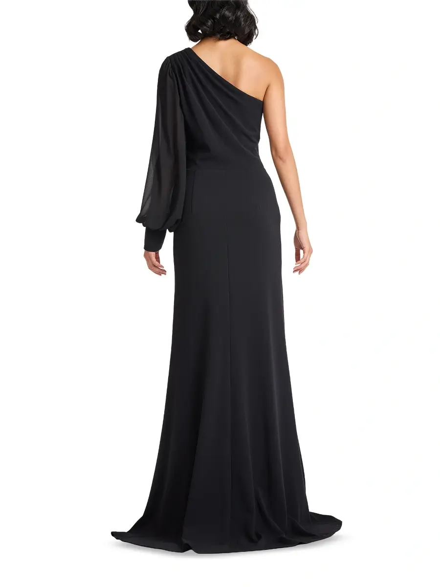 Tadashi Shoji Women's Pleated Crepe One-Shoulder Gown | Thumbnail 4 Tadashi Shoji Women's Pleated Crepe One-Shoulder Gown | Thumbnail 4
