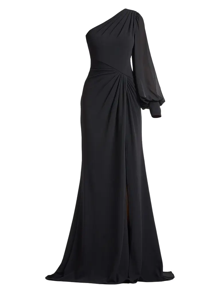 Women's Pleated Crepe One-Shoulder Gown Women's Pleated Crepe One-Shoulder Gown