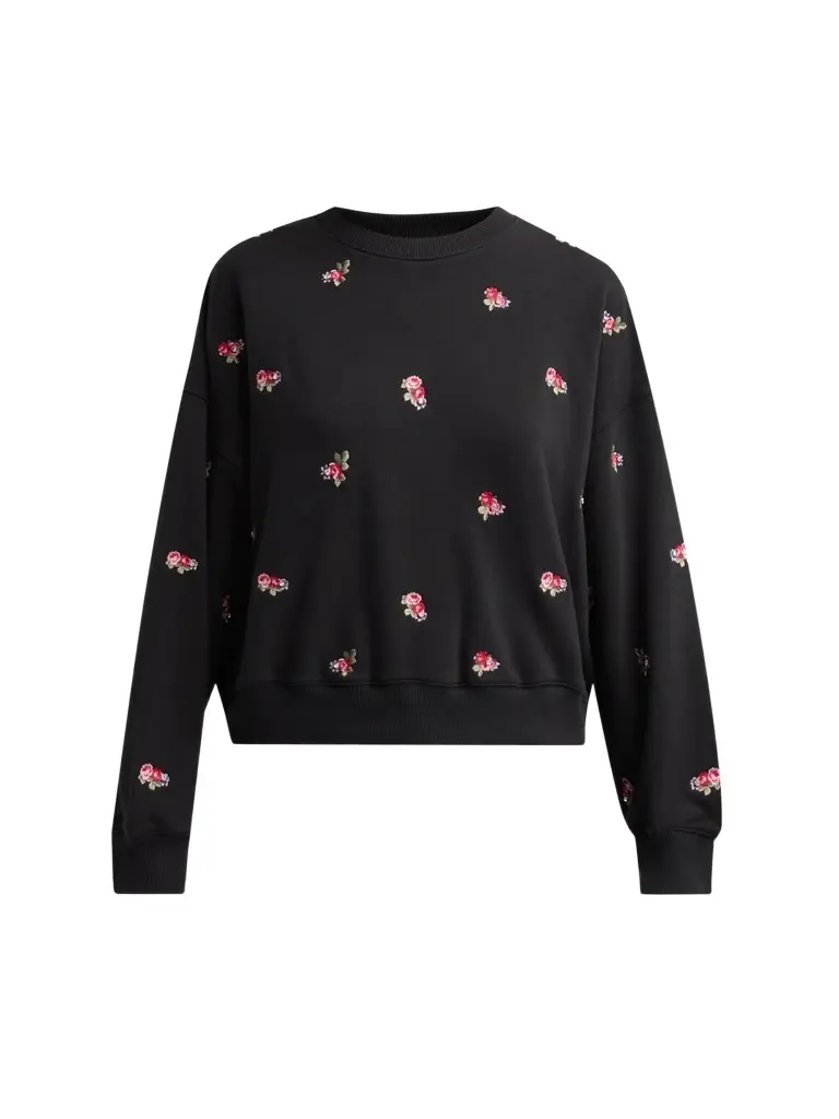 Cinq à Sept Women's Brandy Tossed Roses Embroidered Sweatshirt