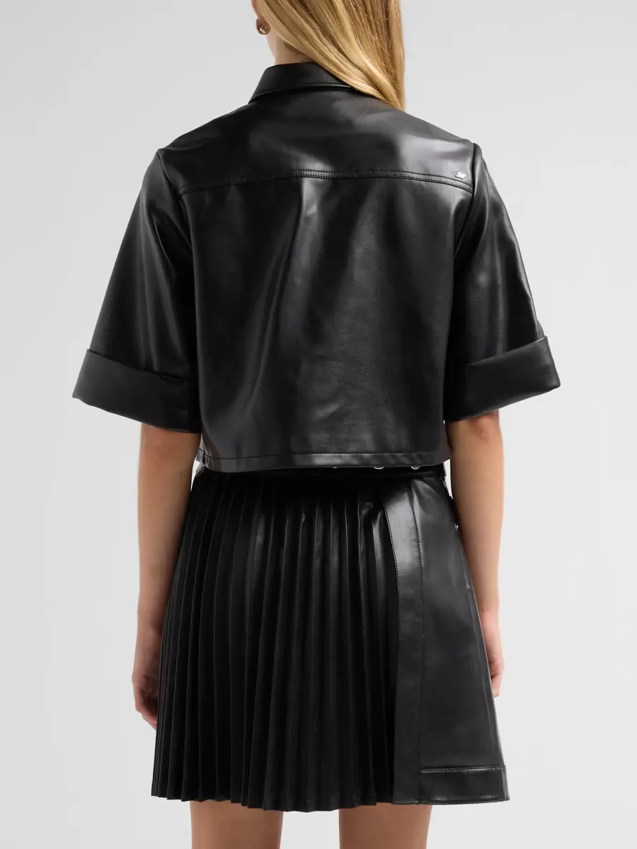 Cinq à Sept Women's Aiden Faux-Leather Crop Shirt | Thumbnail 3 Cinq à Sept Women's Aiden Faux-Leather Crop Shirt | Thumbnail 3