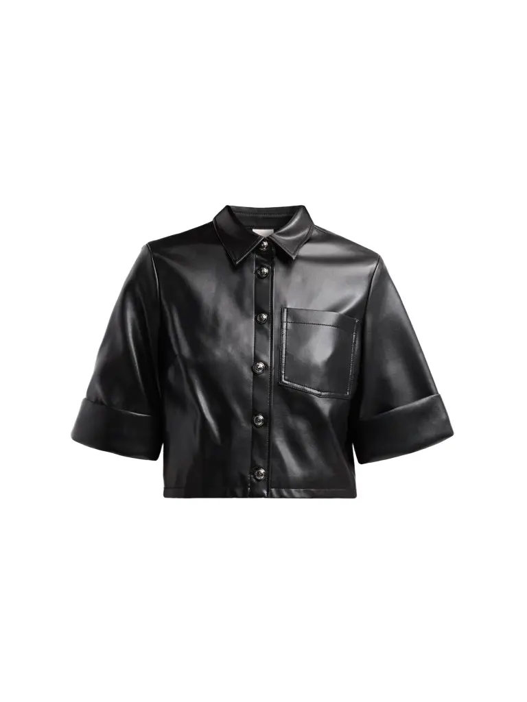 Women's Aiden Faux-Leather Crop Shirt Women's Aiden Faux-Leather Crop Shirt