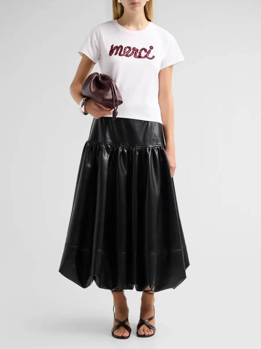 Cinq à Sept Women's Merci Ruffle Shrunken T-Shirt | Thumbnail 2 Cinq à Sept Women's Merci Ruffle Shrunken T-Shirt | Thumbnail 2