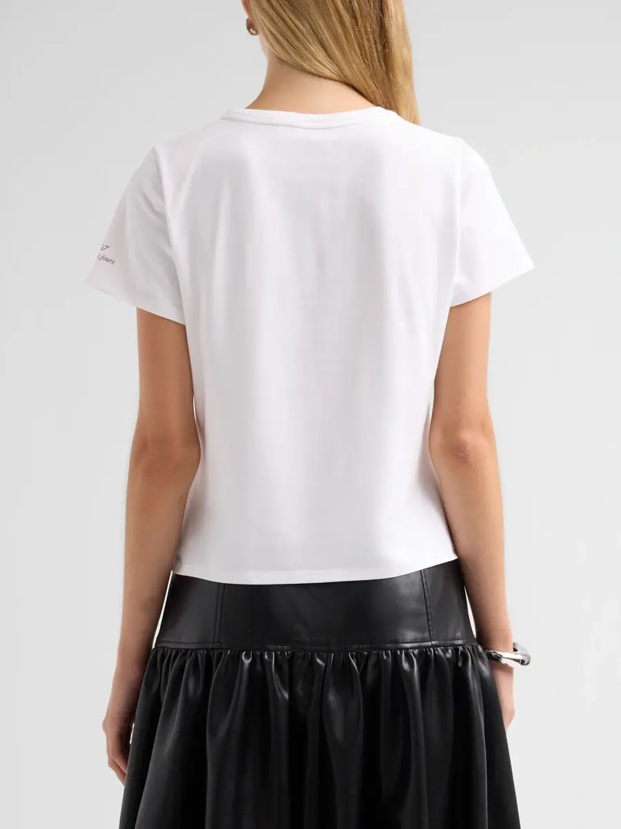 Cinq à Sept Women's Merci Ruffle Shrunken T-Shirt | Thumbnail 3 Cinq à Sept Women's Merci Ruffle Shrunken T-Shirt | Thumbnail 3