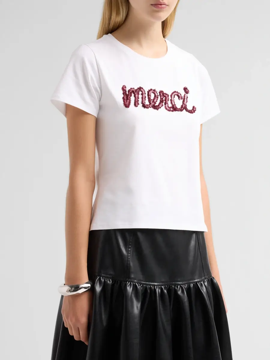 Cinq à Sept Women's Merci Ruffle Shrunken T-Shirt | Thumbnail 4 Cinq à Sept Women's Merci Ruffle Shrunken T-Shirt | Thumbnail 4
