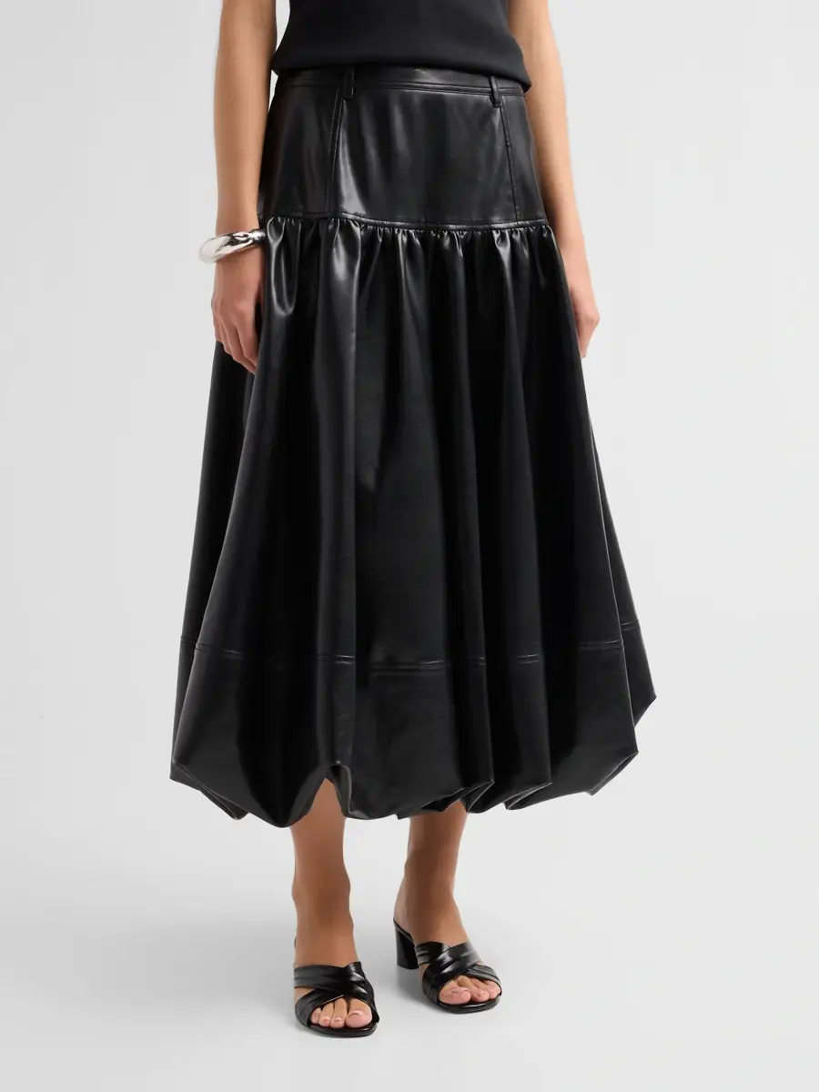 Cinq à Sept Women's Eleanor Vegan Leather Midi Skirt | Thumbnail 4 Cinq à Sept Women's Eleanor Vegan Leather Midi Skirt | Thumbnail 4