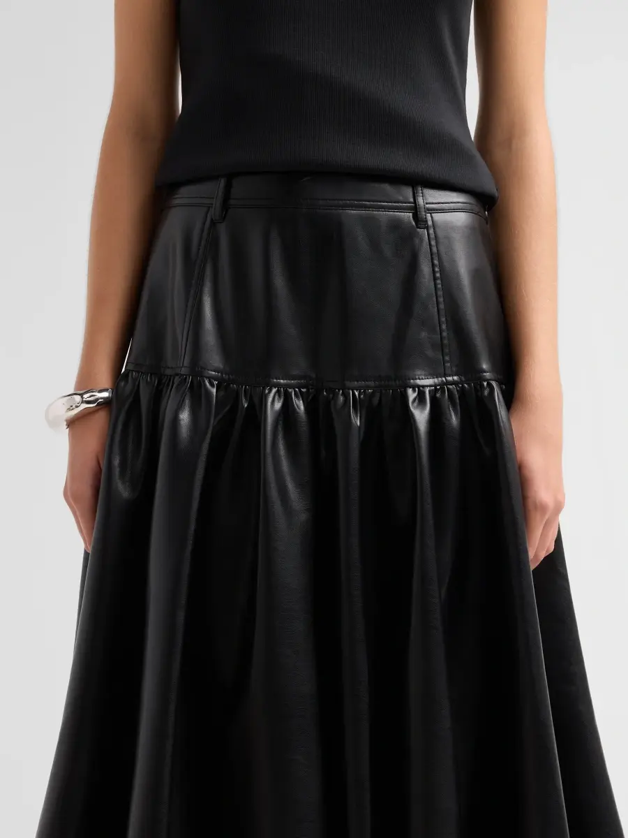 Cinq à Sept Women's Eleanor Vegan Leather Midi Skirt | Thumbnail 5 Cinq à Sept Women's Eleanor Vegan Leather Midi Skirt | Thumbnail 5