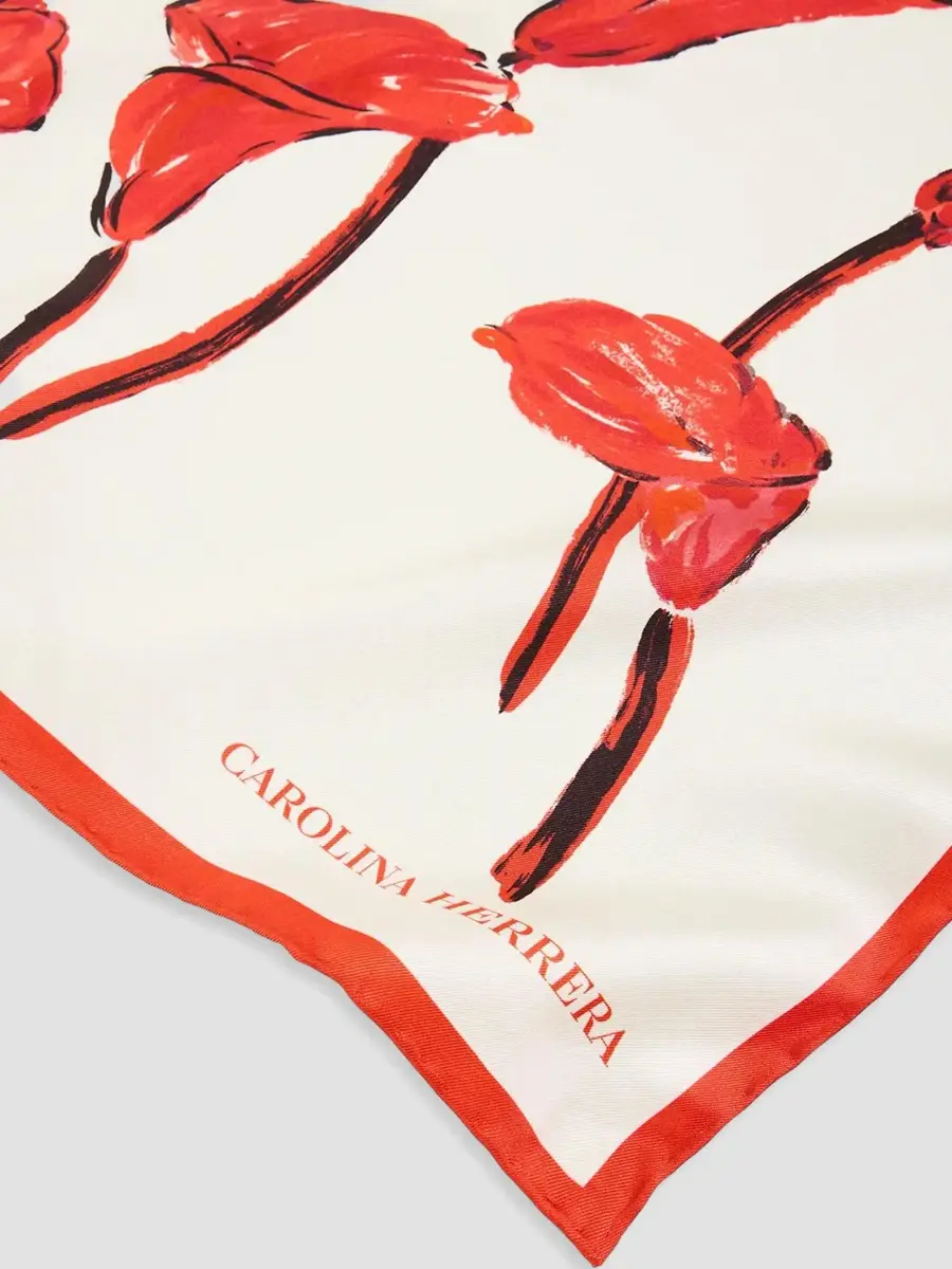 Carolina Herrera Women's Calla Lilly Silk Twill Scarf | Thumbnail 2 Carolina Herrera Women's Calla Lilly Silk Twill Scarf | Thumbnail 2