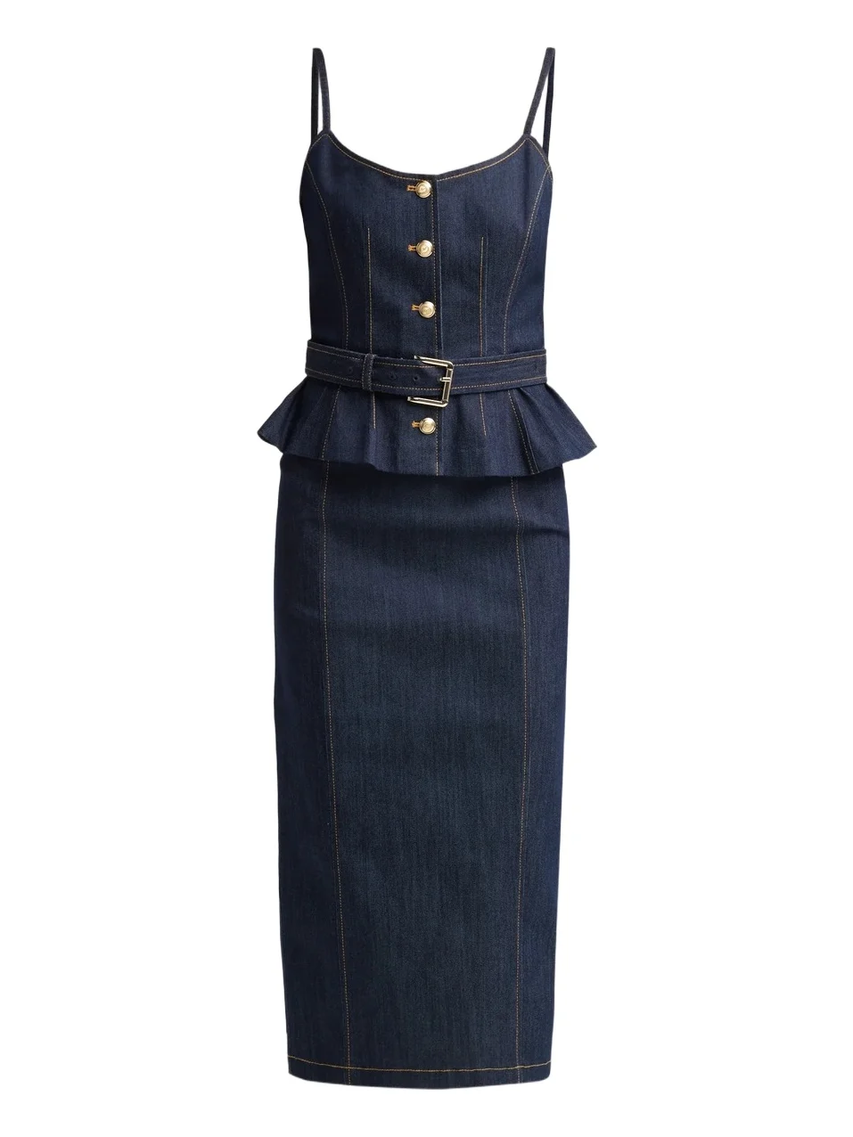 Cinq à Sept Women's Cecilia Peplum-Waist Denim Midi Dress