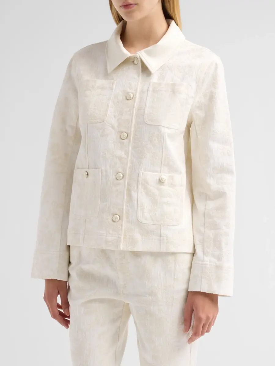 Cinq à Sept Women's Dalton Paisley Flocked Stretch-Cotton Jacket | Thumbnail 4 Cinq à Sept Women's Dalton Paisley Flocked Stretch-Cotton Jacket | Thumbnail 4