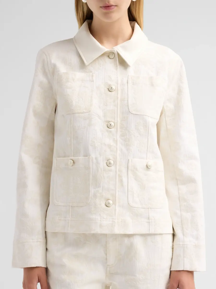 Cinq à Sept Women's Dalton Paisley Flocked Stretch-Cotton Jacket | Thumbnail 5 Cinq à Sept Women's Dalton Paisley Flocked Stretch-Cotton Jacket | Thumbnail 5