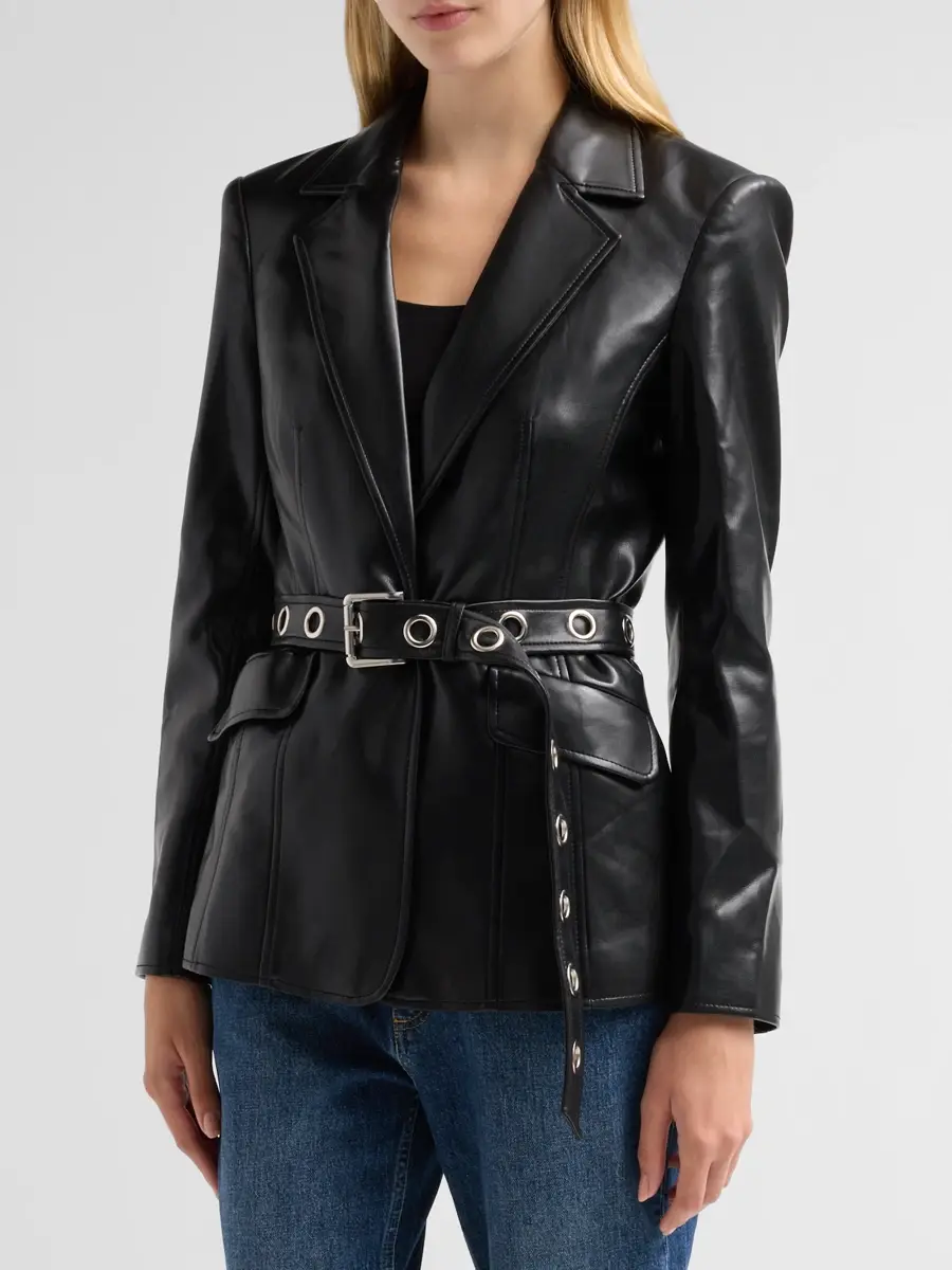 Cinq à Sept Women's Santana Vegan Leather Blazer | Thumbnail 4 Cinq à Sept Women's Santana Vegan Leather Blazer | Thumbnail 4