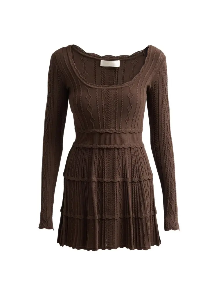 LoveShackFancy Women's Lunelle Pointelle Knit Mini Dress