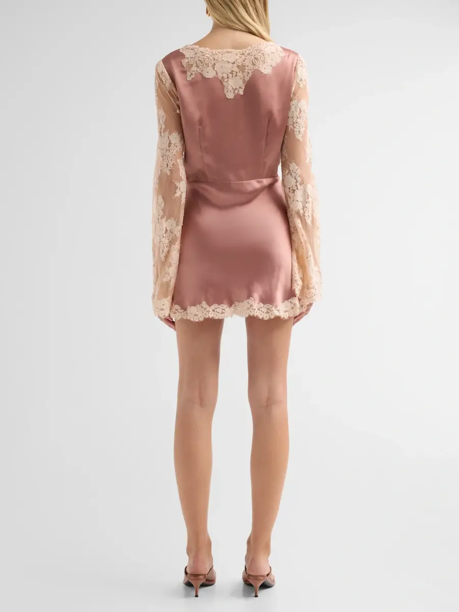 LoveShackFancy Women's Dawselle Lace-Trim Satin Mini Dress | Thumbnail 3 LoveShackFancy Women's Dawselle Lace-Trim Satin Mini Dress | Thumbnail 3