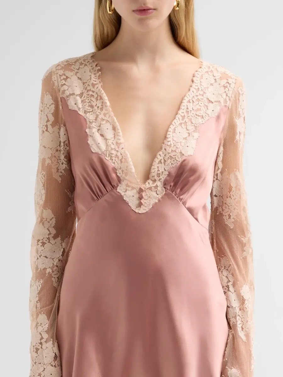 LoveShackFancy Women's Dawselle Lace-Trim Satin Mini Dress | Thumbnail 5 LoveShackFancy Women's Dawselle Lace-Trim Satin Mini Dress | Thumbnail 5
