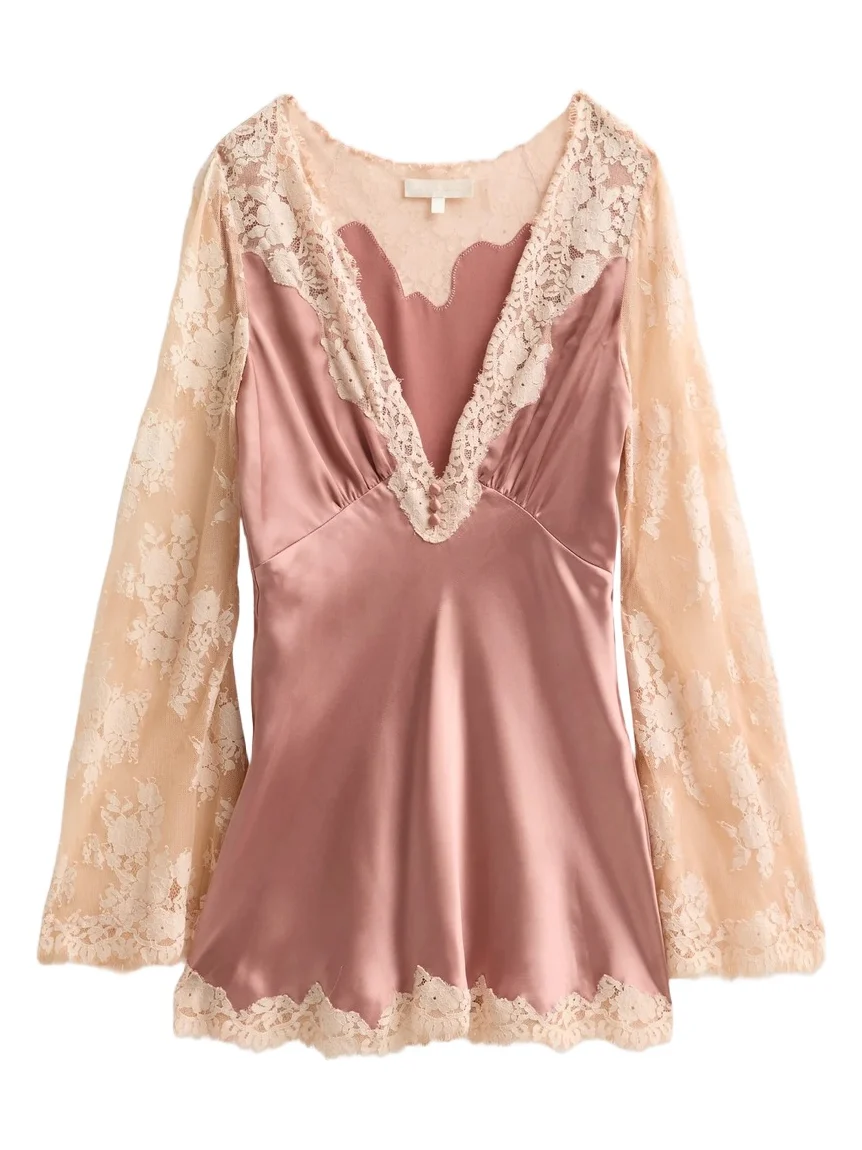 Women's Dawselle Lace-Trim Satin Mini Dress Women's Dawselle Lace-Trim Satin Mini Dress