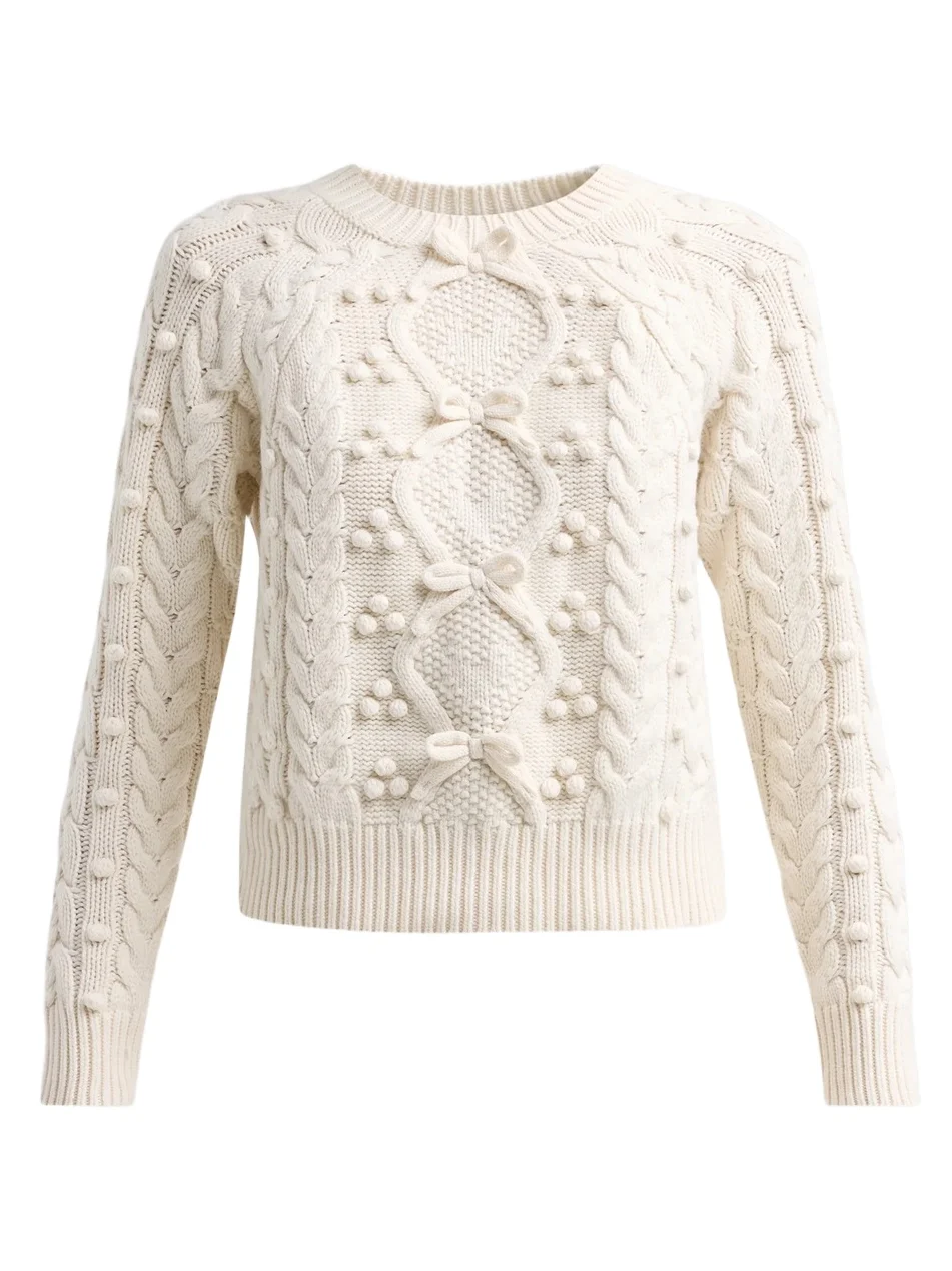 Women's Mavelle Bow-Embellished Wool-Blend Sweater Women's Mavelle Bow-Embellished Wool-Blend Sweater