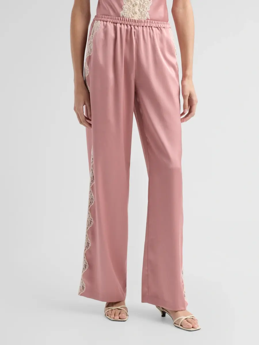 LoveShackFancy Women's Eleska Crepe Lace-Trim Wide-Leg Pants | Thumbnail 4 LoveShackFancy Women's Eleska Crepe Lace-Trim Wide-Leg Pants | Thumbnail 4