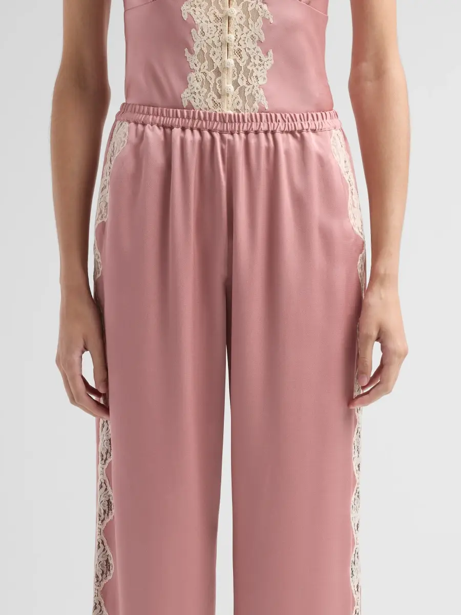 LoveShackFancy Women's Eleska Crepe Lace-Trim Wide-Leg Pants | Thumbnail 5 LoveShackFancy Women's Eleska Crepe Lace-Trim Wide-Leg Pants | Thumbnail 5