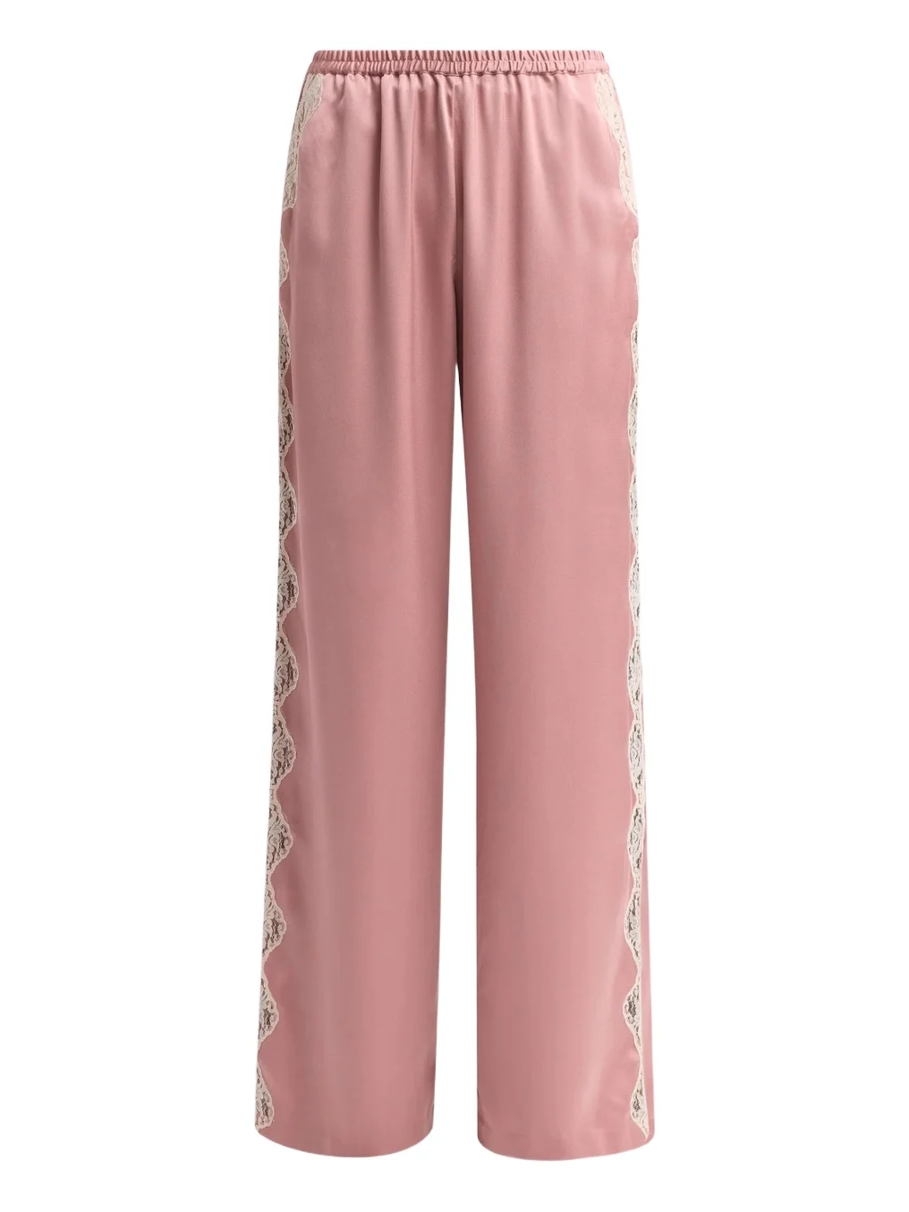 LoveShackFancy Women's Eleska Crepe Lace-Trim Wide-Leg Pants