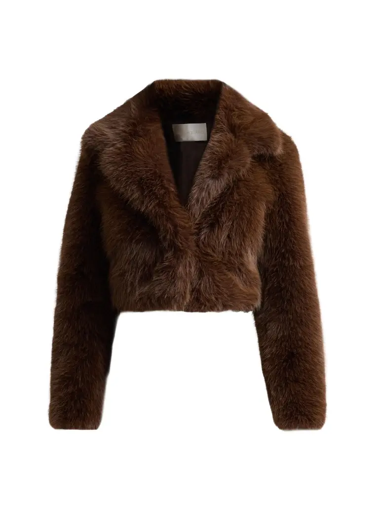 LoveShackFancy Women's Stroma Faux Fur Crop Jacket
