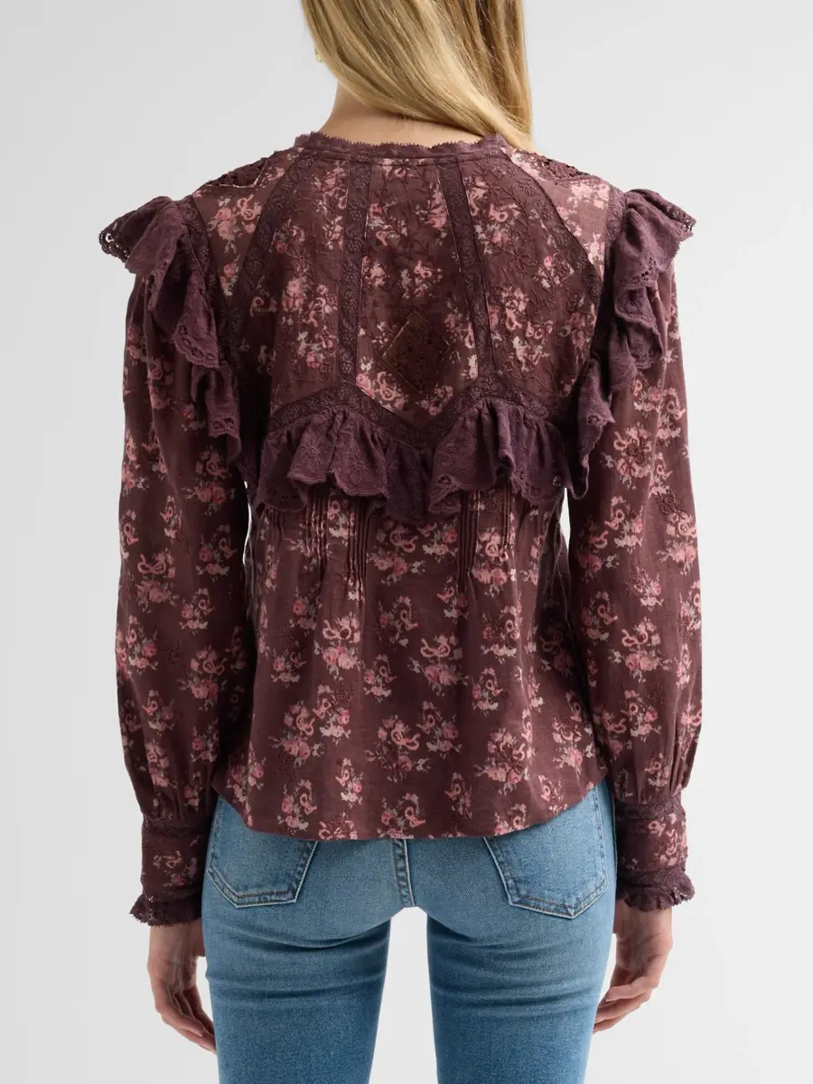 LoveShackFancy Women's Zephyra Floral Cotton Ruffle-Trim Top | Thumbnail 3 LoveShackFancy Women's Zephyra Floral Cotton Ruffle-Trim Top | Thumbnail 3