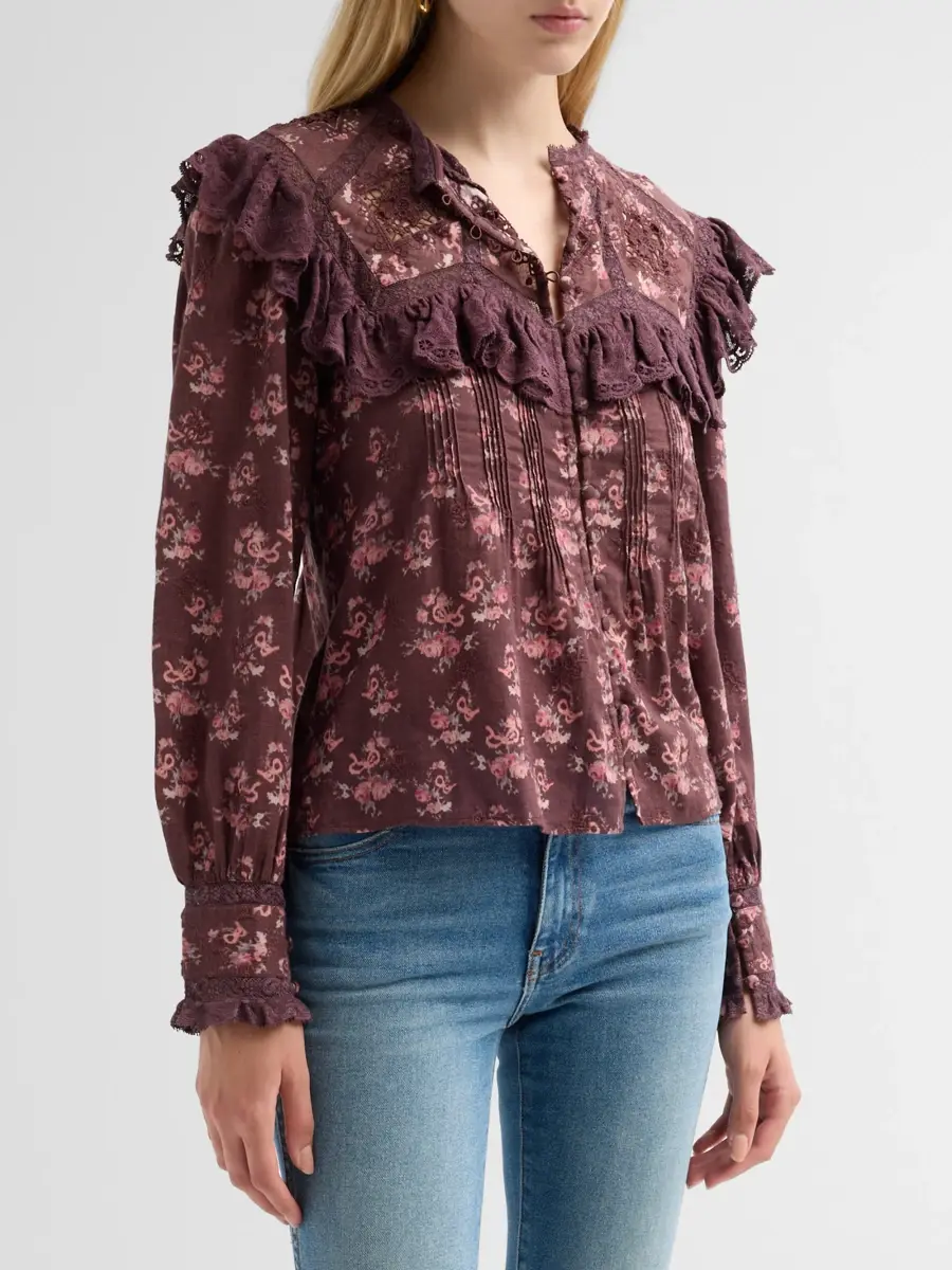 LoveShackFancy Women's Zephyra Floral Cotton Ruffle-Trim Top | Thumbnail 4 LoveShackFancy Women's Zephyra Floral Cotton Ruffle-Trim Top | Thumbnail 4