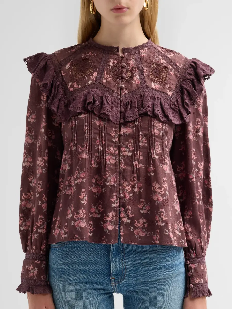 LoveShackFancy Women's Zephyra Floral Cotton Ruffle-Trim Top | Thumbnail 5 LoveShackFancy Women's Zephyra Floral Cotton Ruffle-Trim Top | Thumbnail 5
