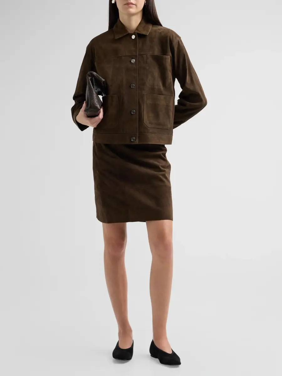 Vince Women's Suede Trucker Jacket | Thumbnail 2 Vince Women's Suede Trucker Jacket | Thumbnail 2