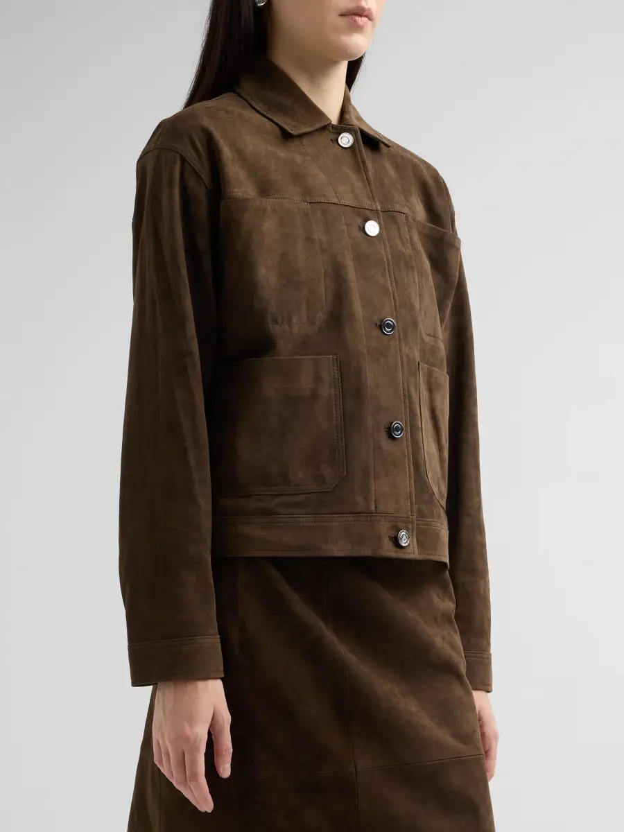 Vince Women's Suede Trucker Jacket | Thumbnail 4 Vince Women's Suede Trucker Jacket | Thumbnail 4