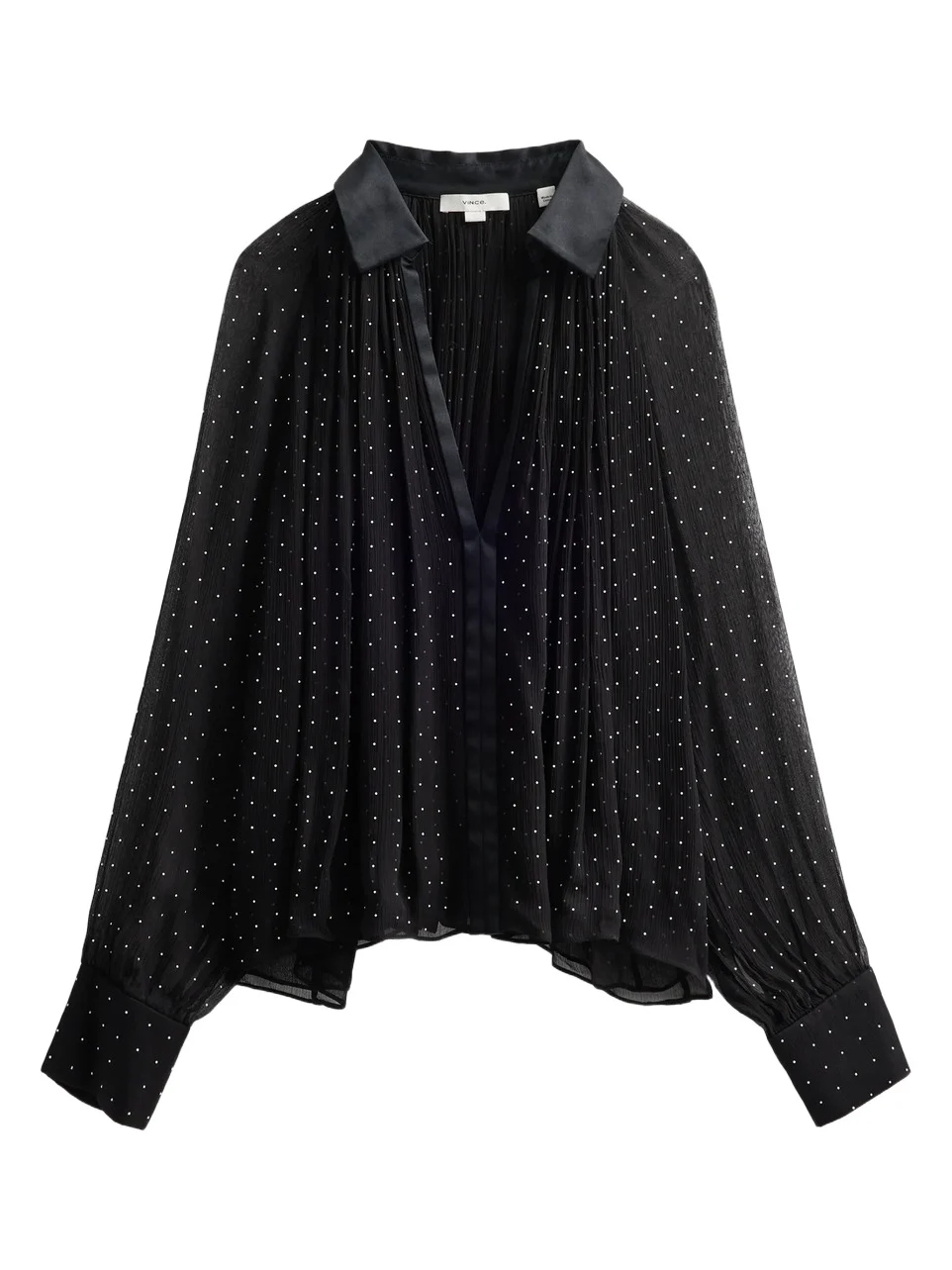 Women's Heat-Set Dot Sheer Gathered Blouse