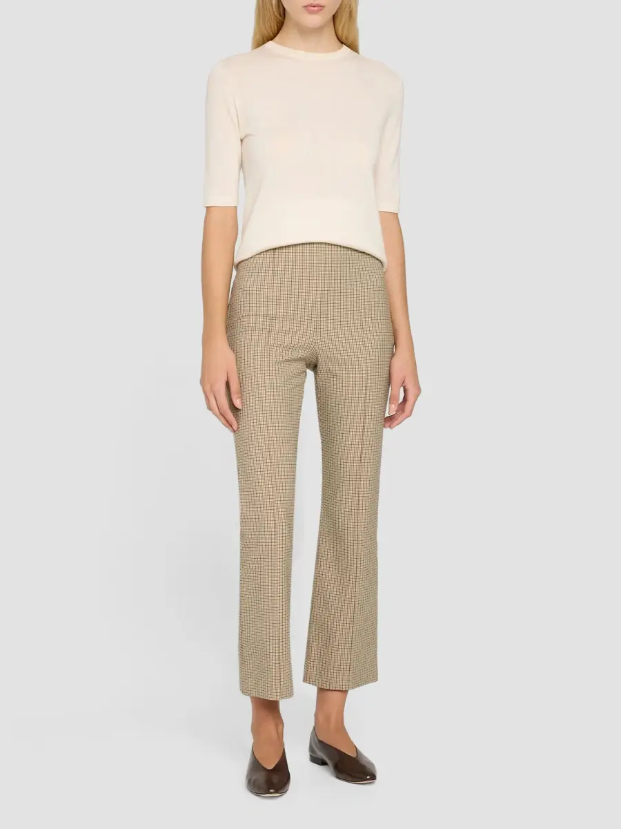 Vince Women's Niki Mid-Rise Plaid Crop Flare Pants | Thumbnail 2 Vince Women's Niki Mid-Rise Plaid Crop Flare Pants | Thumbnail 2