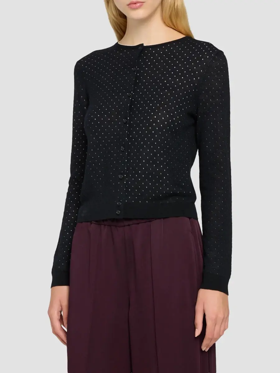 Vince Women's Dot Motif Crewneck Cardigan | Thumbnail 4 Vince Women's Dot Motif Crewneck Cardigan | Thumbnail 4