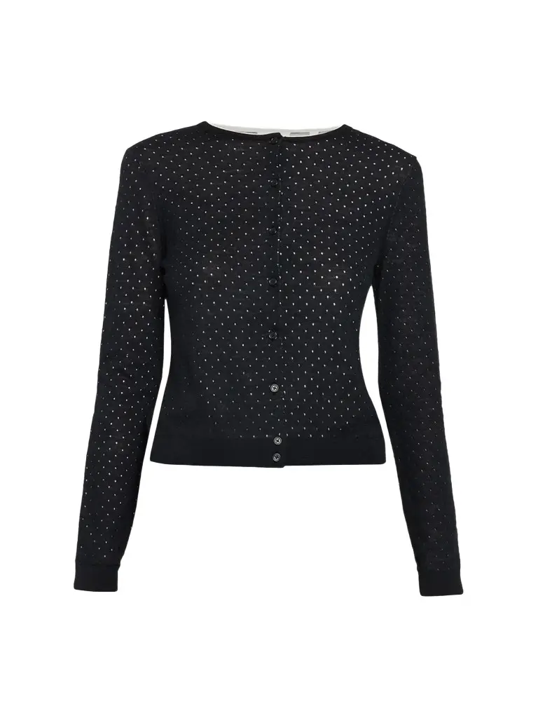 Vince Women's Dot Motif Crewneck Cardigan