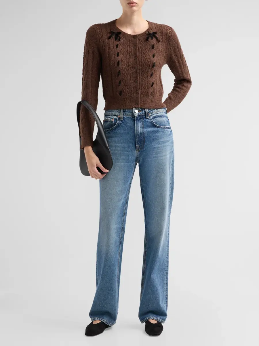 LoveShackFancy Women's Dione Cable-Knit Cardigan | Thumbnail 2 LoveShackFancy Women's Dione Cable-Knit Cardigan | Thumbnail 2