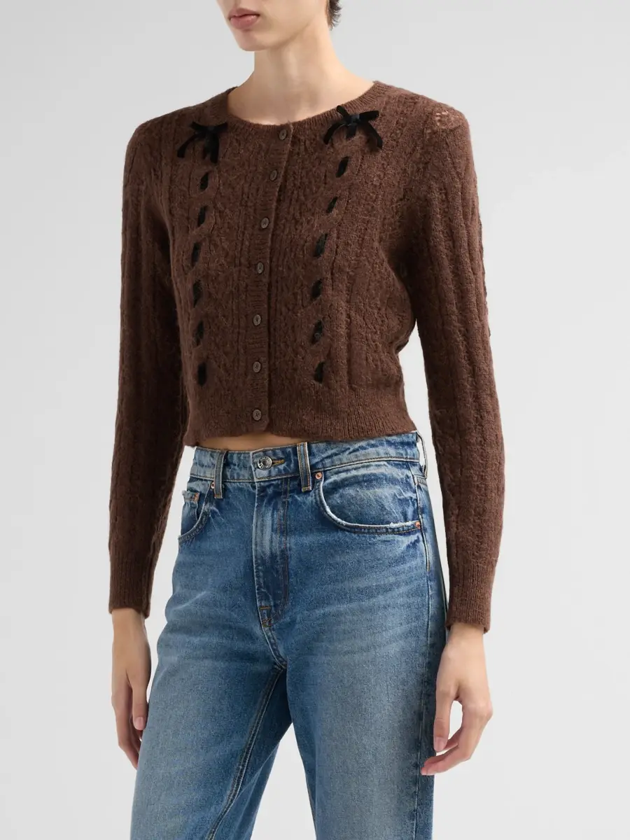 LoveShackFancy Women's Dione Cable-Knit Cardigan | Thumbnail 4 LoveShackFancy Women's Dione Cable-Knit Cardigan | Thumbnail 4