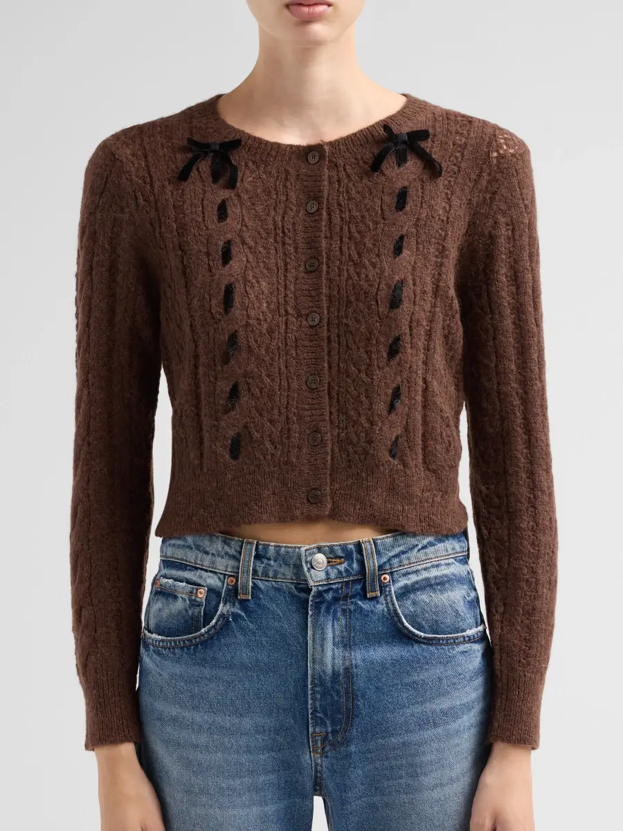 LoveShackFancy Women's Dione Cable-Knit Cardigan | Thumbnail 5 LoveShackFancy Women's Dione Cable-Knit Cardigan | Thumbnail 5