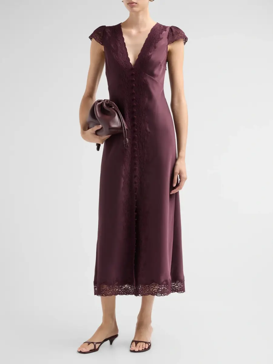 LoveShackFancy Women's Para Laced Crepe Maxi Dress | Thumbnail 4 LoveShackFancy Women's Para Laced Crepe Maxi Dress | Thumbnail 4