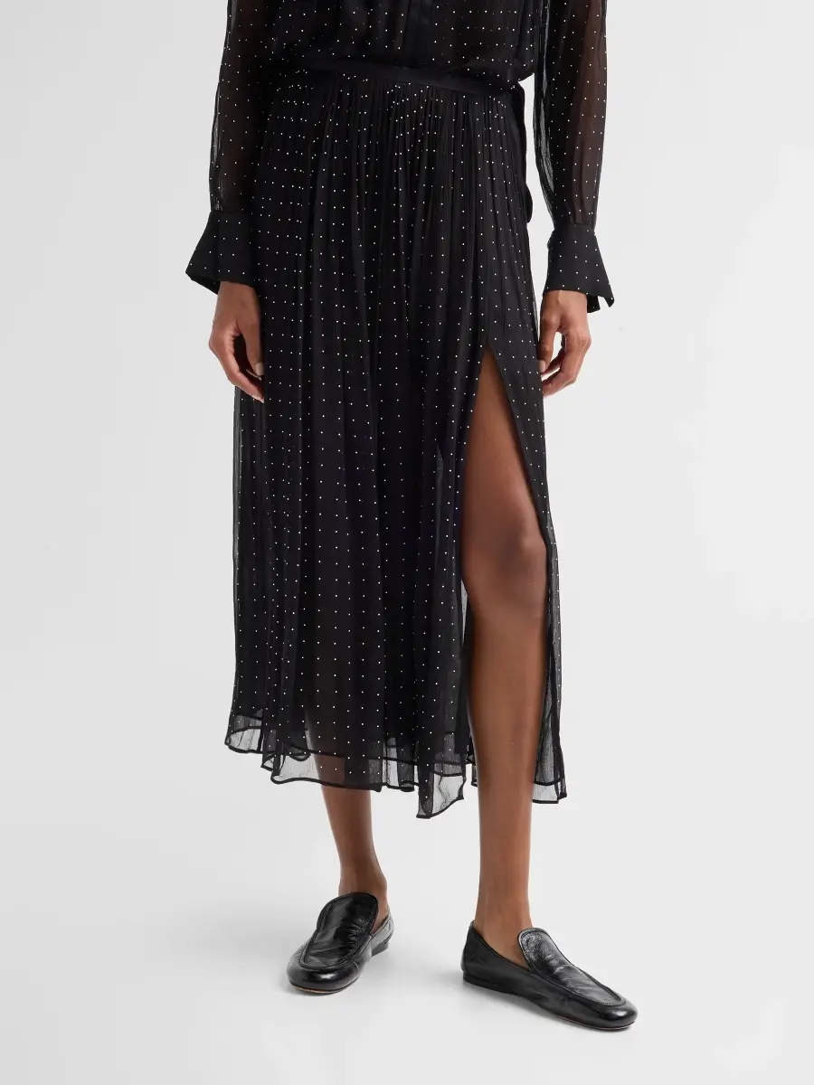 Vince Women's Heat-Set Dot Sheer Gathered Skirt | Thumbnail 4 Vince Women's Heat-Set Dot Sheer Gathered Skirt | Thumbnail 4
