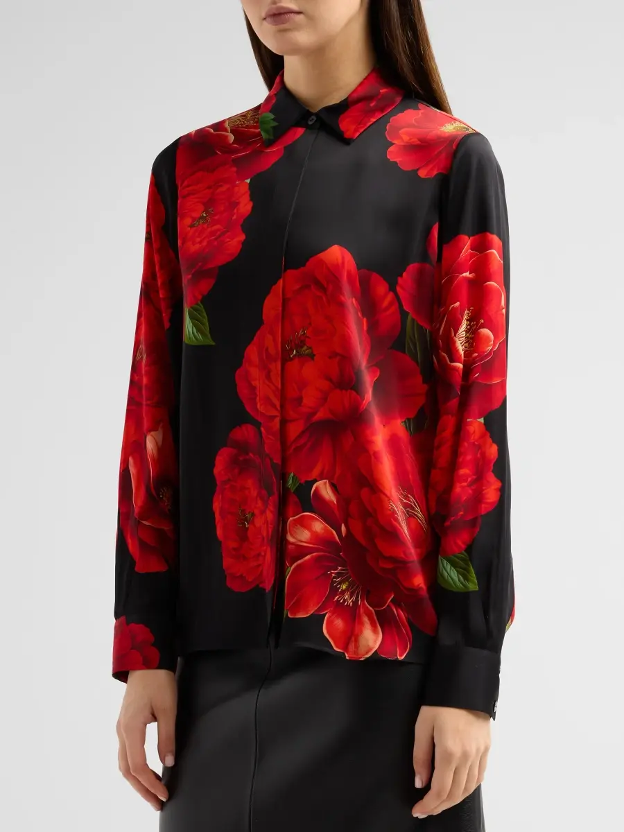 Elie Tahari Women's The Shae Printed Silk Blouse | Thumbnail 4 Elie Tahari Women's The Shae Printed Silk Blouse | Thumbnail 4