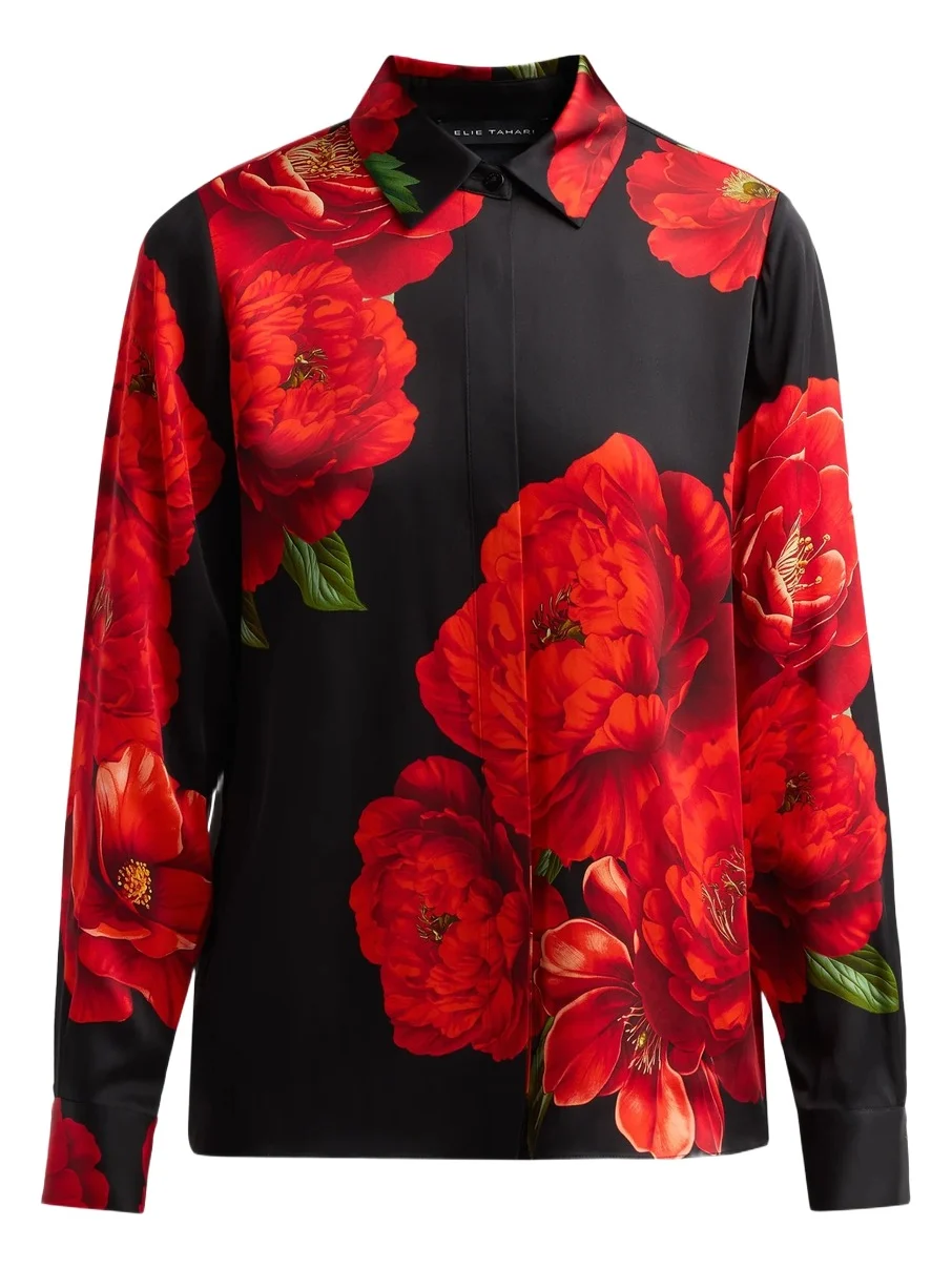 Women's The Shae Printed Silk Blouse Women's The Shae Printed Silk Blouse