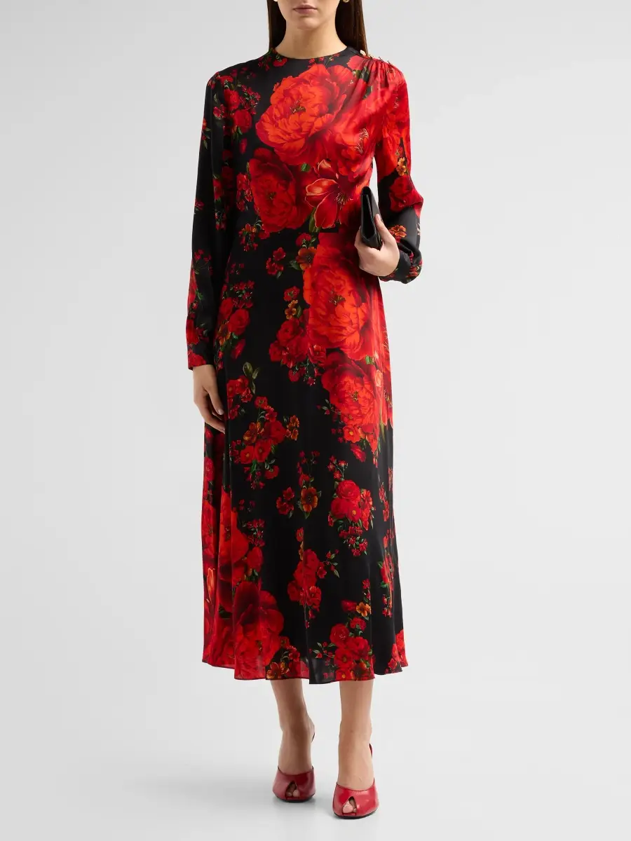 Elie Tahari Women's The Valerie Printed Silk Midi Dress | Thumbnail 2 Elie Tahari Women's The Valerie Printed Silk Midi Dress | Thumbnail 2