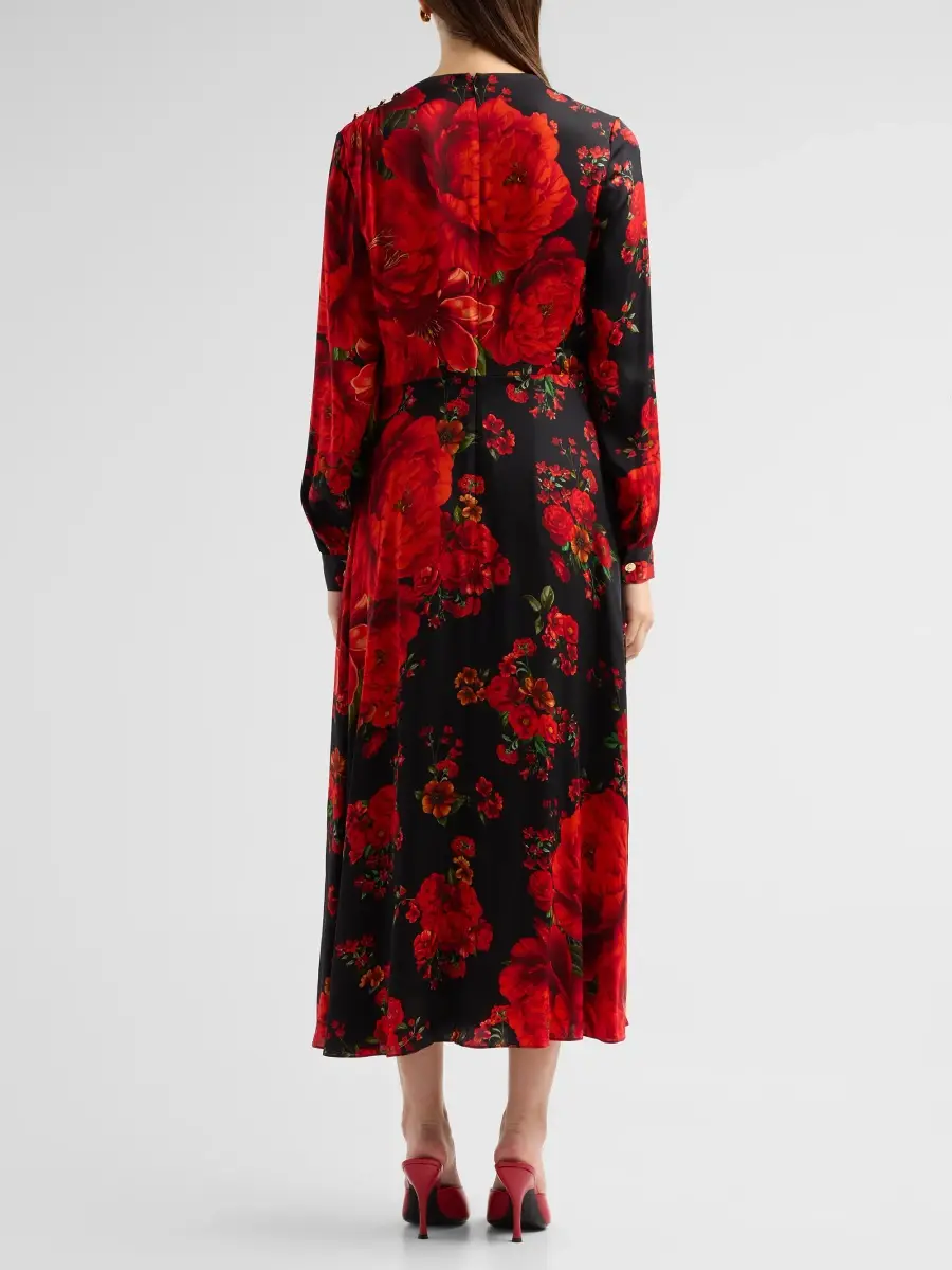 Elie Tahari Women's The Valerie Printed Silk Midi Dress | Thumbnail 3 Elie Tahari Women's The Valerie Printed Silk Midi Dress | Thumbnail 3