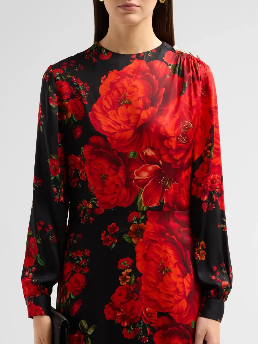 Elie Tahari Women's The Valerie Printed Silk Midi Dress | Thumbnail 5 Elie Tahari Women's The Valerie Printed Silk Midi Dress | Thumbnail 5