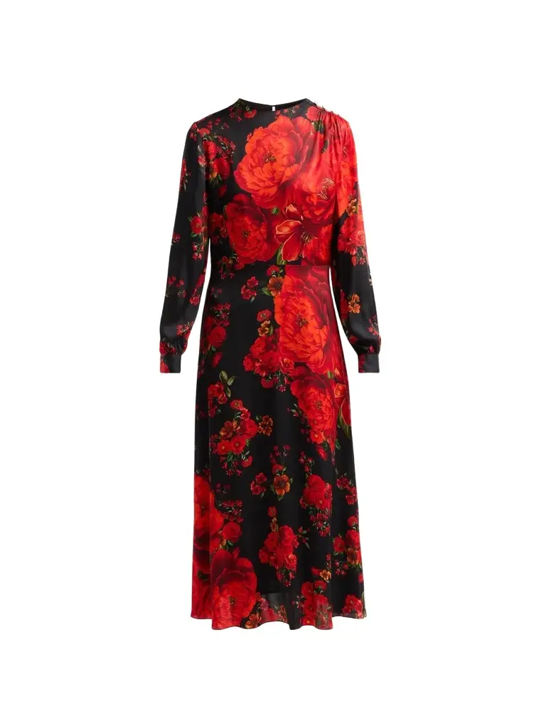 Women's The Valerie Printed Silk Midi Dress Women's The Valerie Printed Silk Midi Dress